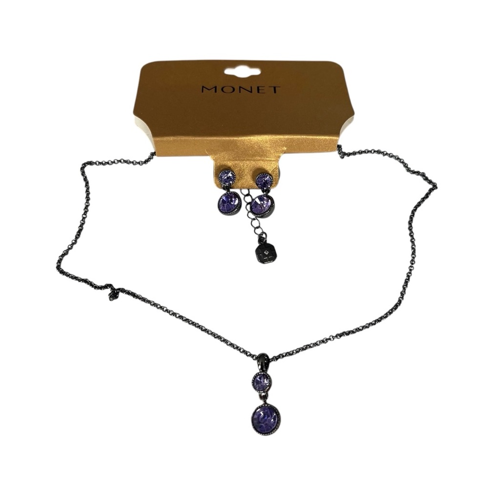 Monet NWT Women’s Purple & Gunmetal Jewelry Set
